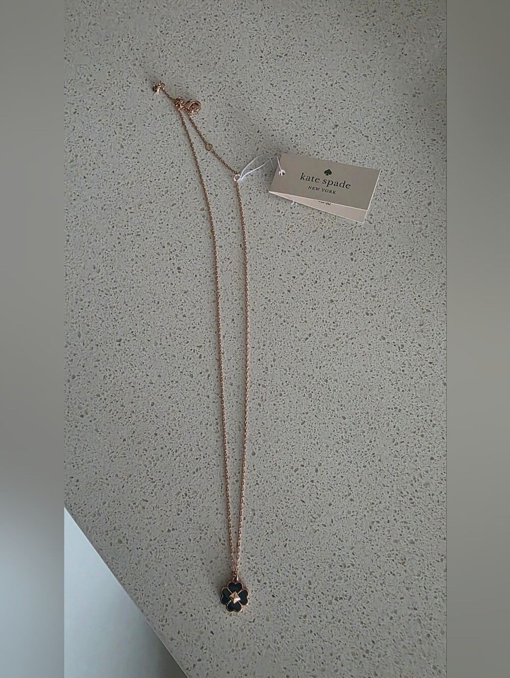 BRAND NEW kate spade Rose Gold Layered Necklace with Black Heart Pendant